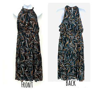Ava & Viv Black Printed Sleeveless Maxi Dress 4X